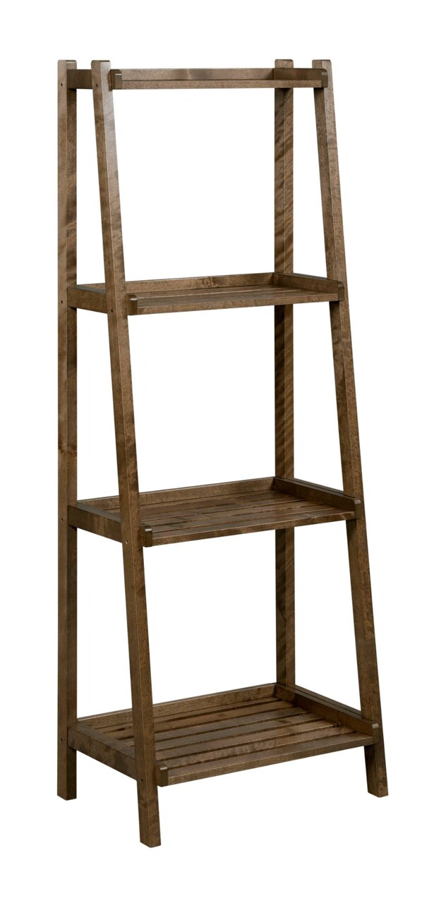 Contemporary Home Living 60" Antique Chestnut Brown Contemporary 4-Tier Ladder Leaning Multipurpose Shelf